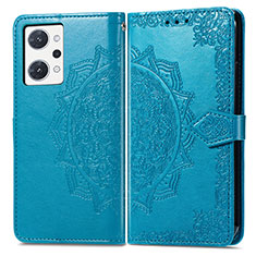 Leather Case Stands Fashionable Pattern Flip Cover Holder for Oppo Reno7 A Blue