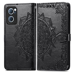 Leather Case Stands Fashionable Pattern Flip Cover Holder for Oppo Reno8 4G Black