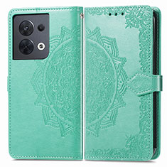 Leather Case Stands Fashionable Pattern Flip Cover Holder for Oppo Reno9 5G Green