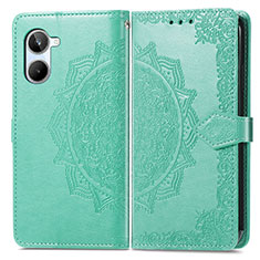 Leather Case Stands Fashionable Pattern Flip Cover Holder for Realme 10 4G Green
