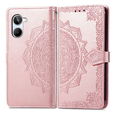 Leather Case Stands Fashionable Pattern Flip Cover Holder for Realme 10 4G Rose Gold