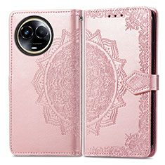 Leather Case Stands Fashionable Pattern Flip Cover Holder for Realme 11 5G Rose Gold