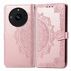 Leather Case Stands Fashionable Pattern Flip Cover Holder for Realme 11 Pro+ Plus 5G Rose Gold
