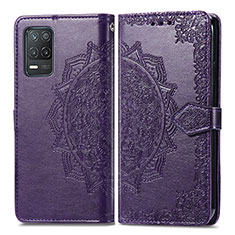 Leather Case Stands Fashionable Pattern Flip Cover Holder for Realme 8s 5G Purple