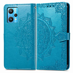 Leather Case Stands Fashionable Pattern Flip Cover Holder for Realme 9 Pro+ Plus 5G Blue