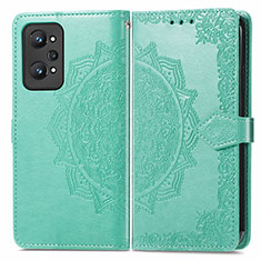 Leather Case Stands Fashionable Pattern Flip Cover Holder for Realme GT Neo 3T 5G Green