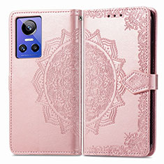 Leather Case Stands Fashionable Pattern Flip Cover Holder for Realme GT Neo3 5G Rose Gold