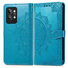 Leather Case Stands Fashionable Pattern Flip Cover Holder for Realme GT2 Pro 5G Blue