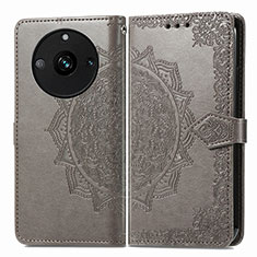 Leather Case Stands Fashionable Pattern Flip Cover Holder for Realme Narzo 60 5G Gray