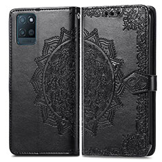 Leather Case Stands Fashionable Pattern Flip Cover Holder for Realme V11s 5G Black