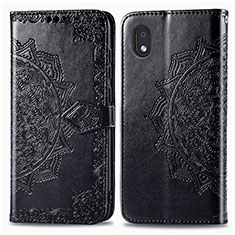 Leather Case Stands Fashionable Pattern Flip Cover Holder for Samsung Galaxy A01 Core Black