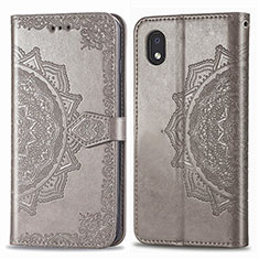 Leather Case Stands Fashionable Pattern Flip Cover Holder for Samsung Galaxy A01 Core Gray