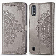 Leather Case Stands Fashionable Pattern Flip Cover Holder for Samsung Galaxy A01 SM-A015 Gray