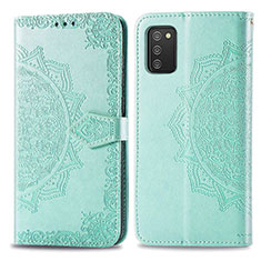 Leather Case Stands Fashionable Pattern Flip Cover Holder for Samsung Galaxy A02s Green