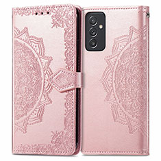 Leather Case Stands Fashionable Pattern Flip Cover Holder for Samsung Galaxy A05s Rose Gold