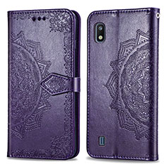 Leather Case Stands Fashionable Pattern Flip Cover Holder for Samsung Galaxy A10 Purple