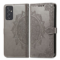 Leather Case Stands Fashionable Pattern Flip Cover Holder for Samsung Galaxy A15 5G Gray