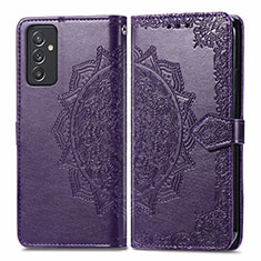 Leather Case Stands Fashionable Pattern Flip Cover Holder for Samsung Galaxy A15 5G Purple