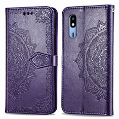 Leather Case Stands Fashionable Pattern Flip Cover Holder for Samsung Galaxy A2 Core A260F A260G Purple