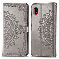 Leather Case Stands Fashionable Pattern Flip Cover Holder for Samsung Galaxy A20 SC-02M SCV46 Gray