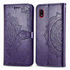 Leather Case Stands Fashionable Pattern Flip Cover Holder for Samsung Galaxy A20 SC-02M SCV46 Purple