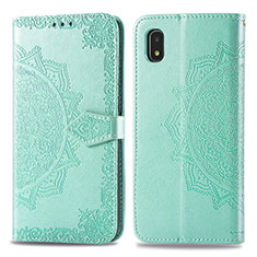 Leather Case Stands Fashionable Pattern Flip Cover Holder for Samsung Galaxy A21 SC-42A Green