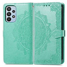 Leather Case Stands Fashionable Pattern Flip Cover Holder for Samsung Galaxy A23 5G Green