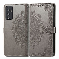 Leather Case Stands Fashionable Pattern Flip Cover Holder for Samsung Galaxy A25 5G Gray