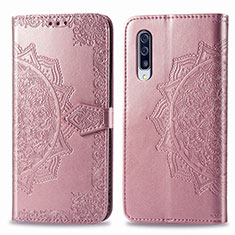 Leather Case Stands Fashionable Pattern Flip Cover Holder for Samsung Galaxy A30S Rose Gold