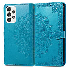 Leather Case Stands Fashionable Pattern Flip Cover Holder for Samsung Galaxy A33 5G Blue