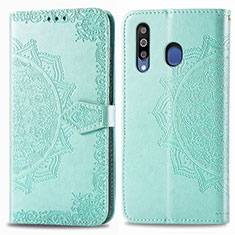 Leather Case Stands Fashionable Pattern Flip Cover Holder for Samsung Galaxy A40s Green