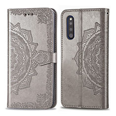Leather Case Stands Fashionable Pattern Flip Cover Holder for Samsung Galaxy A41 SC-41A Gray
