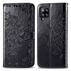 Leather Case Stands Fashionable Pattern Flip Cover Holder for Samsung Galaxy A42 5G Black