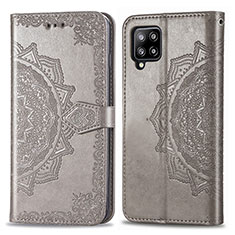 Leather Case Stands Fashionable Pattern Flip Cover Holder for Samsung Galaxy A42 5G Gray