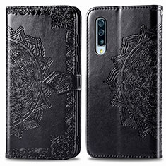 Leather Case Stands Fashionable Pattern Flip Cover Holder for Samsung Galaxy A50 Black
