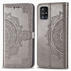 Leather Case Stands Fashionable Pattern Flip Cover Holder for Samsung Galaxy A51 5G Gray