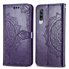 Leather Case Stands Fashionable Pattern Flip Cover Holder for Samsung Galaxy A70S Purple