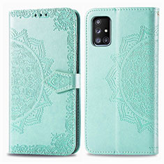 Leather Case Stands Fashionable Pattern Flip Cover Holder for Samsung Galaxy A71 4G A715 Green