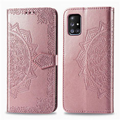 Leather Case Stands Fashionable Pattern Flip Cover Holder for Samsung Galaxy A71 4G A715 Rose Gold