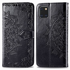 Leather Case Stands Fashionable Pattern Flip Cover Holder for Samsung Galaxy A81 Black
