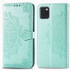 Leather Case Stands Fashionable Pattern Flip Cover Holder for Samsung Galaxy A81 Green
