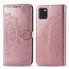 Leather Case Stands Fashionable Pattern Flip Cover Holder for Samsung Galaxy A81 Rose Gold