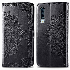Leather Case Stands Fashionable Pattern Flip Cover Holder for Samsung Galaxy A90 5G Black