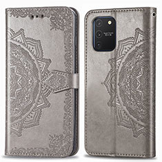 Leather Case Stands Fashionable Pattern Flip Cover Holder for Samsung Galaxy A91 Gray