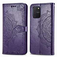 Leather Case Stands Fashionable Pattern Flip Cover Holder for Samsung Galaxy A91 Purple