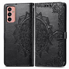 Leather Case Stands Fashionable Pattern Flip Cover Holder for Samsung Galaxy F13 4G Black