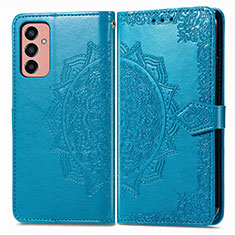 Leather Case Stands Fashionable Pattern Flip Cover Holder for Samsung Galaxy F13 4G Blue
