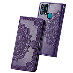 Leather Case Stands Fashionable Pattern Flip Cover Holder for Samsung Galaxy F41 Purple