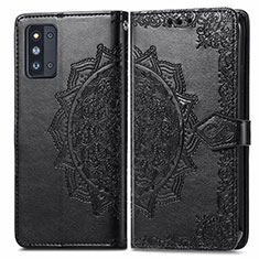 Leather Case Stands Fashionable Pattern Flip Cover Holder for Samsung Galaxy F52 5G Black