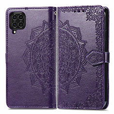 Leather Case Stands Fashionable Pattern Flip Cover Holder for Samsung Galaxy F62 5G Purple